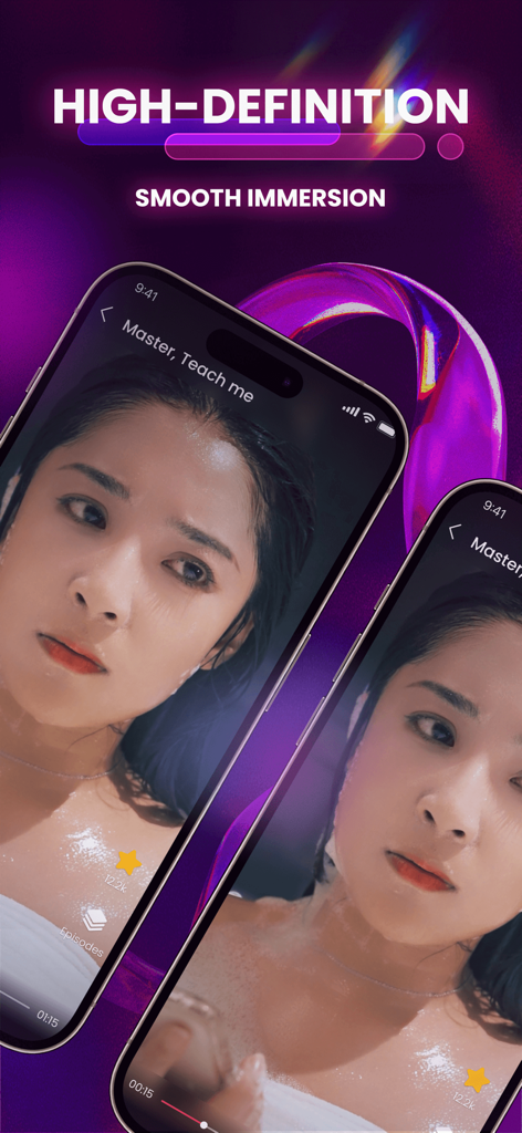 BitePlay - Smartphone screens displaying high definition short drama episodes on the BitePlay app