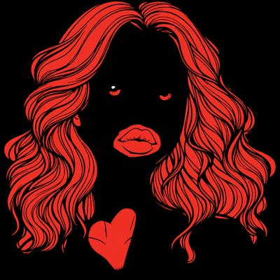 realistic girl with wavy hair and lips