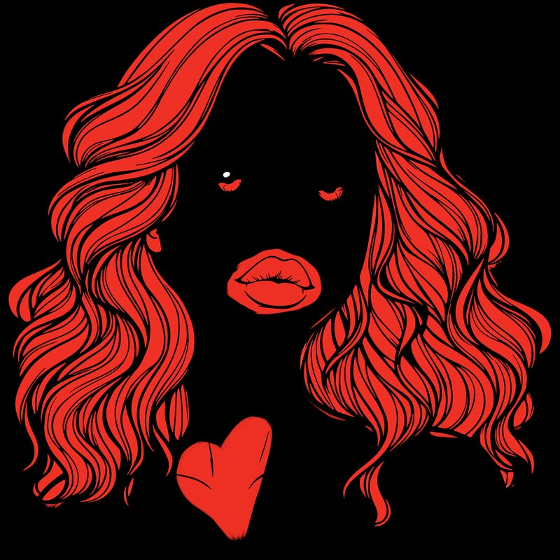 realistic girl with wavy hair and lips