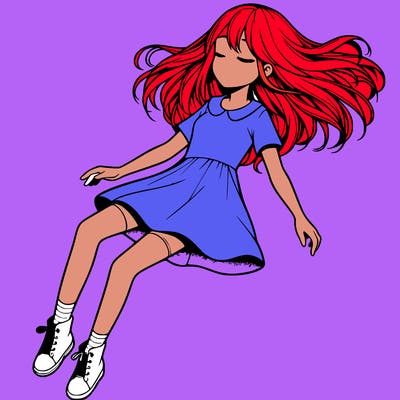 realistic girl floating