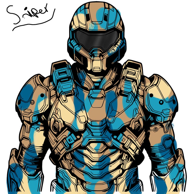 realistic warrior with high tech armor