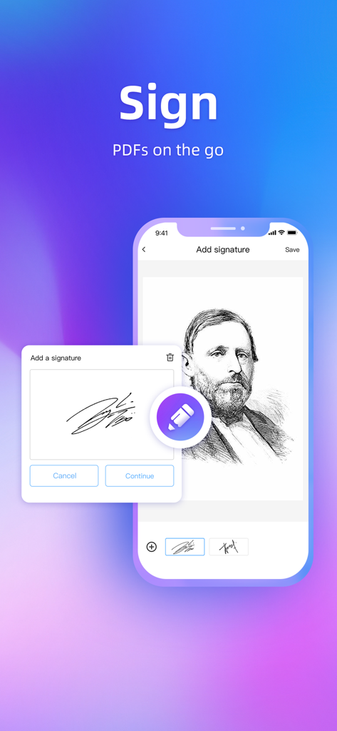 Unterschreiben eines PDF-Dokuments mit der FP Scanner Mobile App