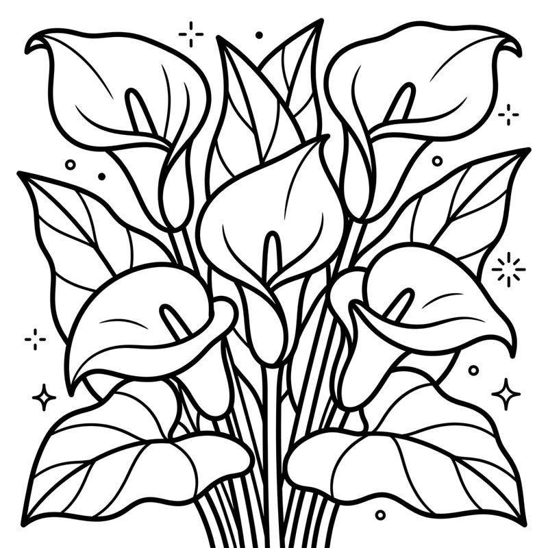 Introduce your little one to the joy of nature with this beautiful Calla Lily coloring page, designed especially for toddlers. Its thick lines and large shapes make it incredibly easy and fun for small hands to color and explore their creativity.