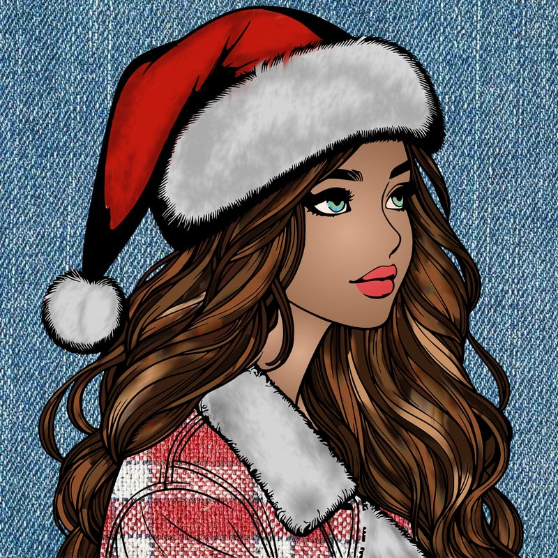 realistic girl in santa hat