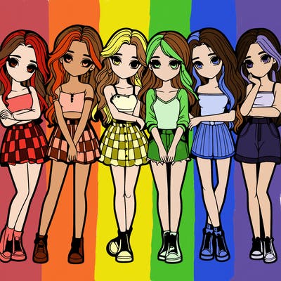 a group of girls realistic