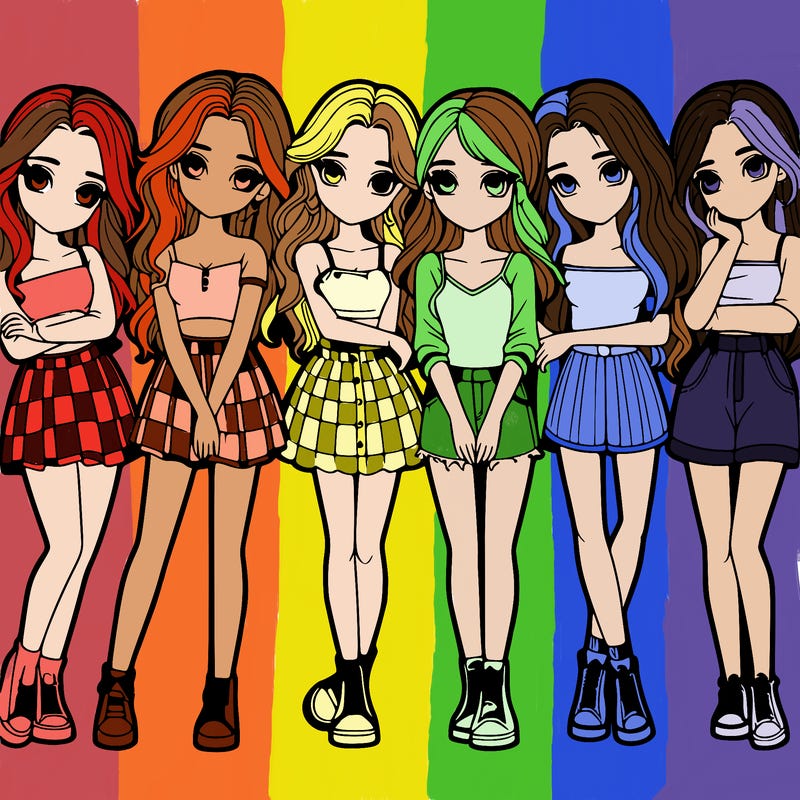 a group of girls realistic