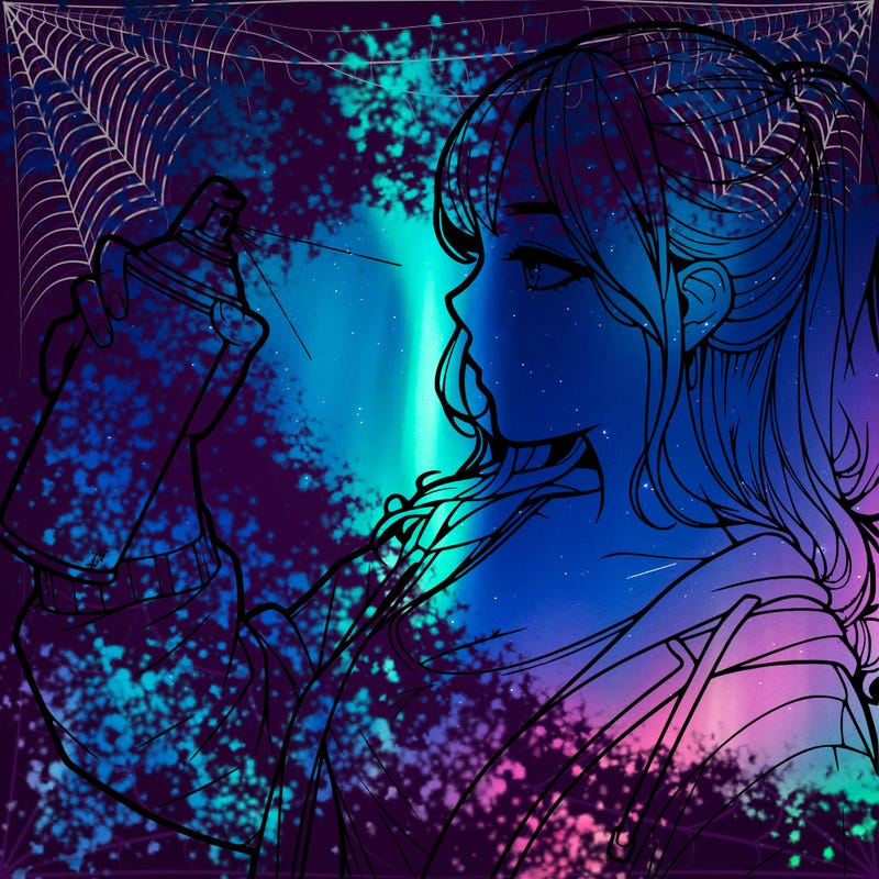 a realistic girl spray, painting