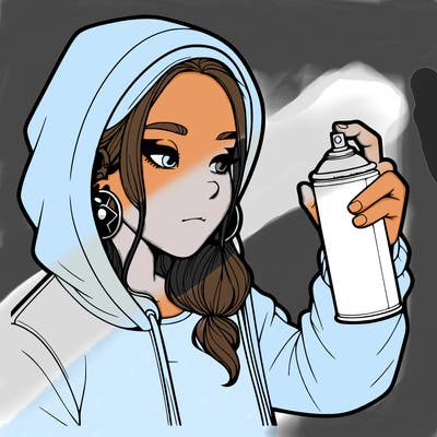 a realistic girl, spray painting