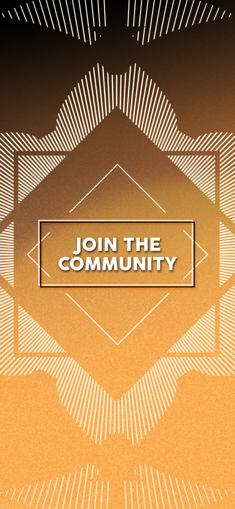 Breathe and Flow Yoga - Únete al llamado a la acción de la comunidad de Breathe and Flow Yoga sobre un fondo geométrico naranja.