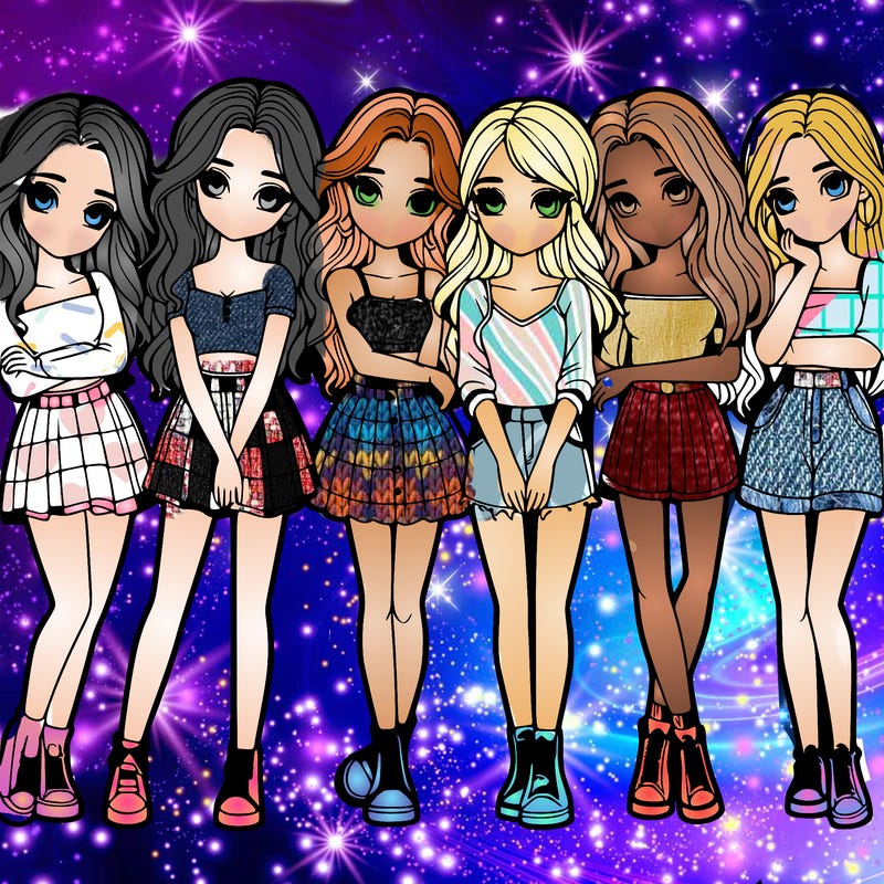 a group of girls realistic