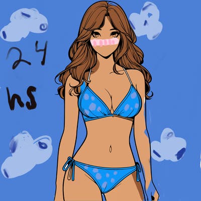 realistic girl with a revealing swimsuit