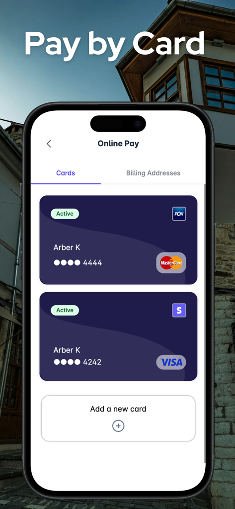 신용카드 및 온라인 결제 관리를 위한 Patoko 모바일 앱 인터페이스