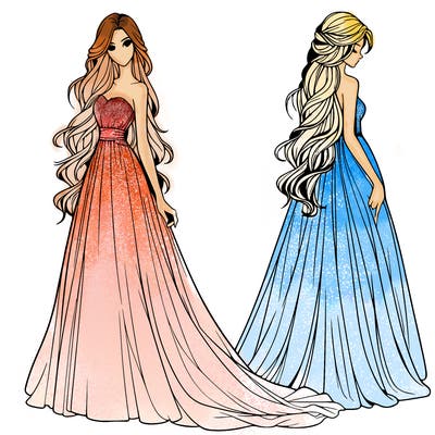 realistic woman with long flowing dress