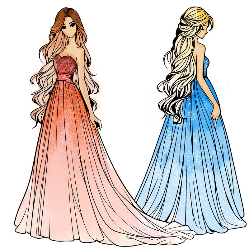 realistic woman with long flowing dress