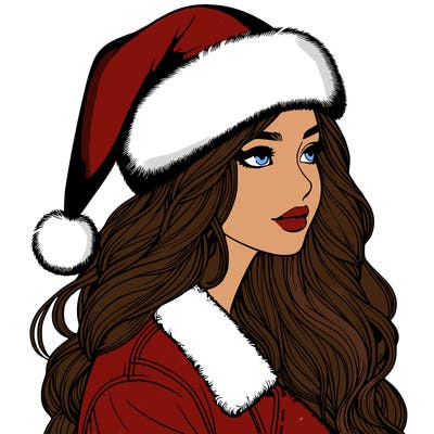 realistic girl in santa hat