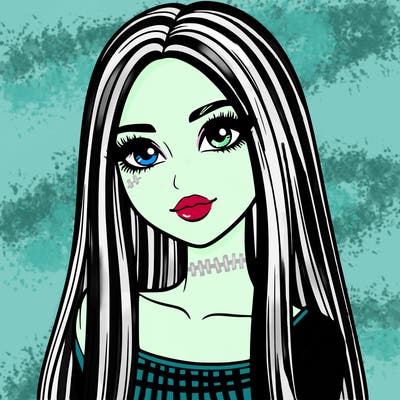 realistic girl with straight and long hair