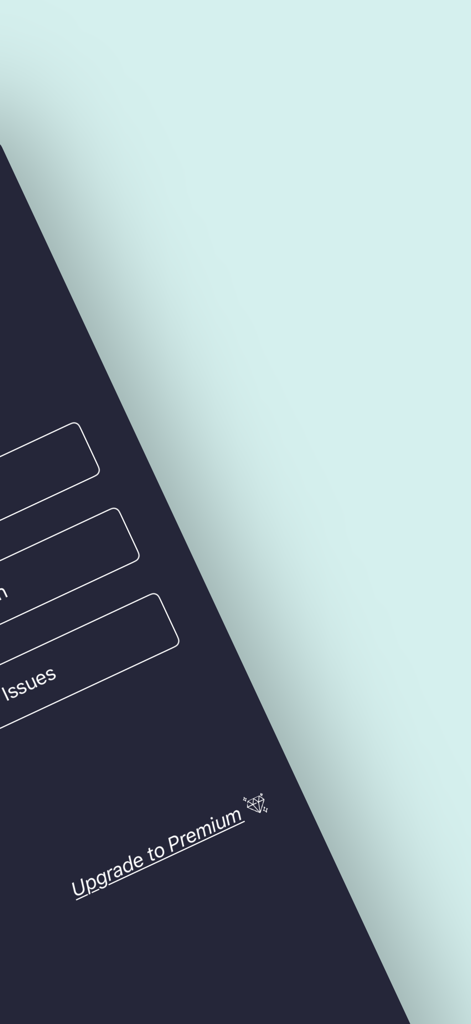 Mobile app interface for LoveTest showing the upgrade to premium button and relationship issues section