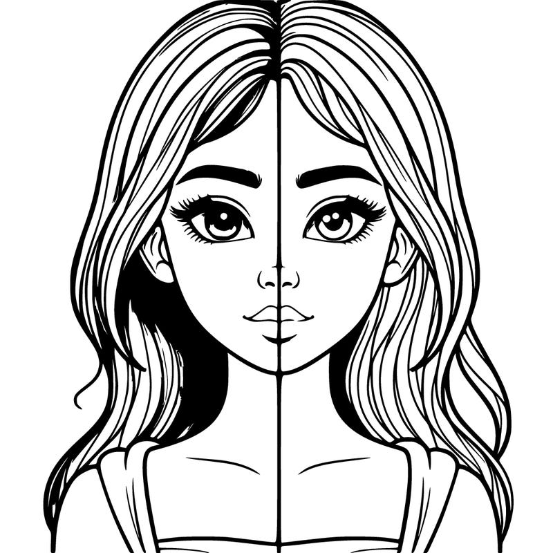 realistic girl, split