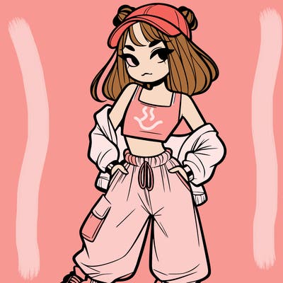 girl in crop top and baggy pants