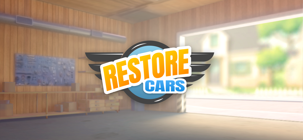Car Mechanic - Restore Cars - Car Mechanic Restore Cars logo inside a clean suburban garage workshop