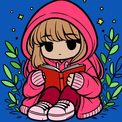 girl in oversized hoodie reading a book