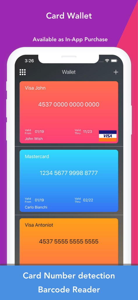 Secret photos KYMS - Secure digital card wallet and barcode reader interface in the KYMS privacy app