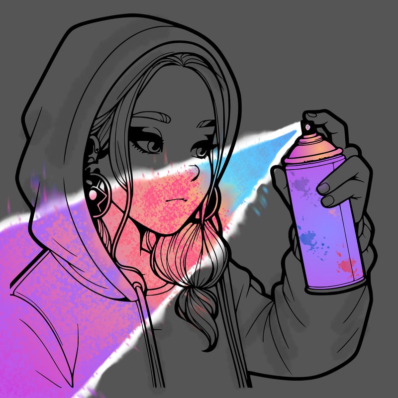 a realistic girl, spray painting