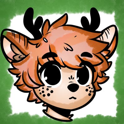 a humanoid deer with soft fluffy ears
