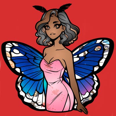 woman with moth wings