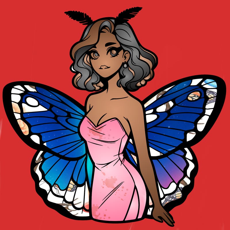 woman with moth wings