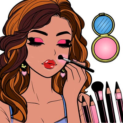 a realistic girl doing her makeup