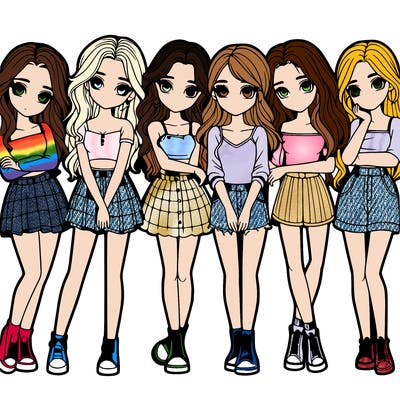 a group of girls realistic