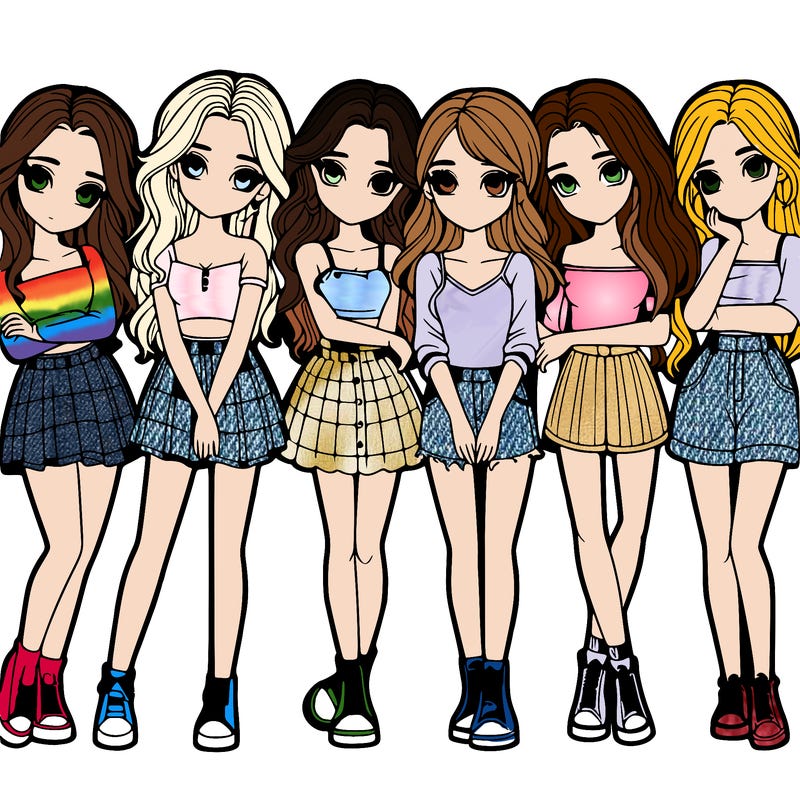 a group of girls realistic