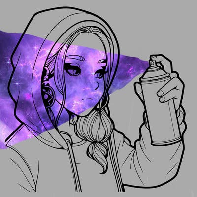 a realistic girl, spray painting