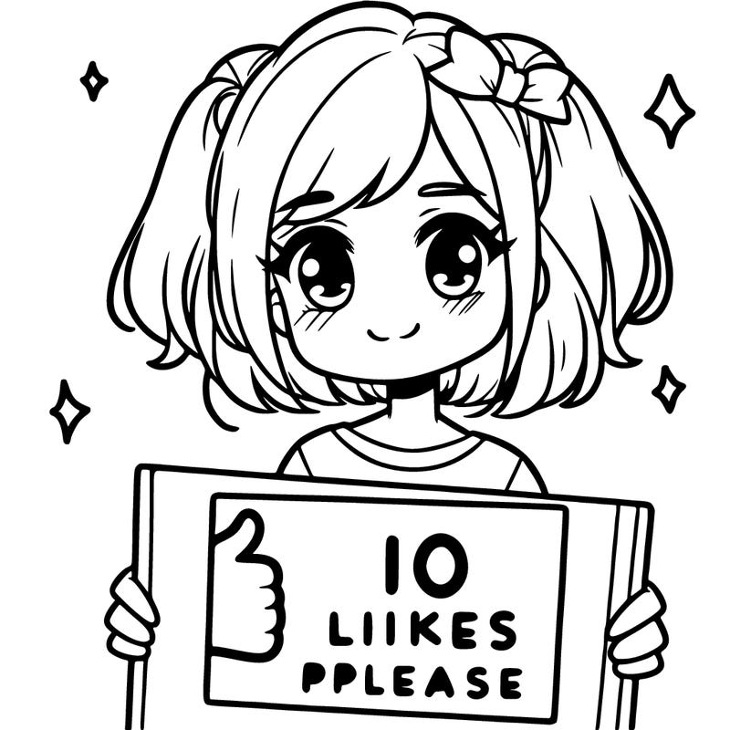 girl holding a sign saying 10 likes please
