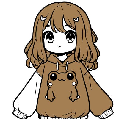 girl wearing frogging sweatshirt