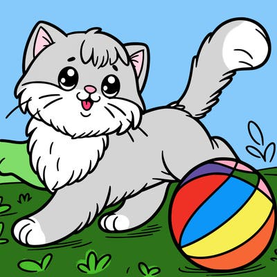 a cat playing ball