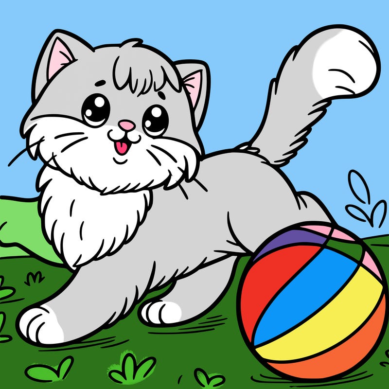 a cat playing ball