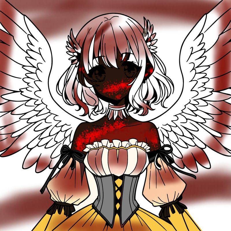 manga woman with large wings