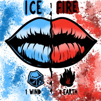 realistic lip split in fourth . 1 fourth ice 1 fire 1wind 1 earth