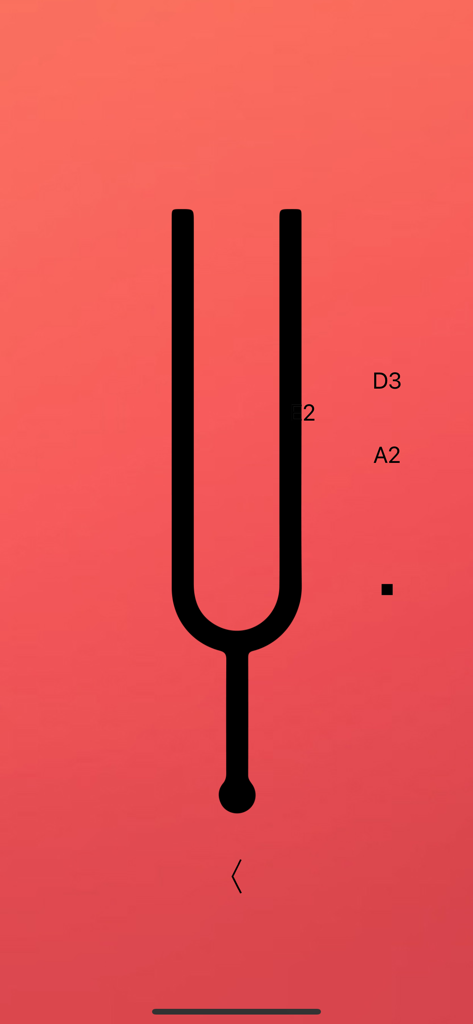 Balalaika Tuner Pro - A black tuning fork icon with musical note labels on a red gradient background for tuning a balalaika