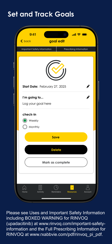 Complete - Medication Tracker - Goal tracking interface in the Complete Medication Tracker app for managing chronic treatment progress.