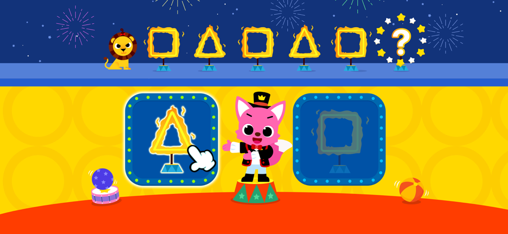 Pinkfong Shapes & Colors - Pinkfong hosting a shape pattern game at an amusement park
