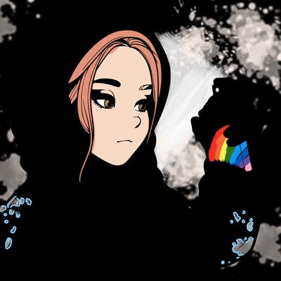 a realistic girl, spray painting