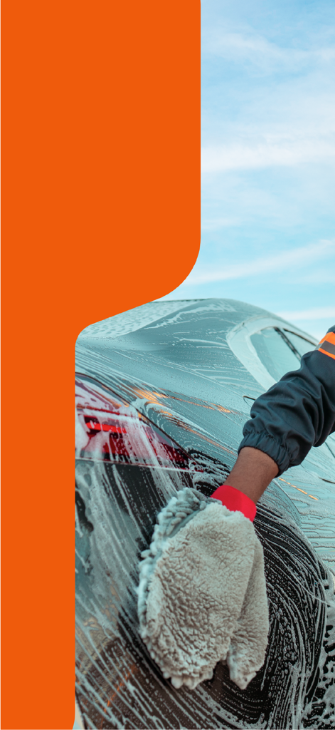 Sweater | Car Wash - A professional car washer cleaning a vehicle with a soapy microfiber mitt