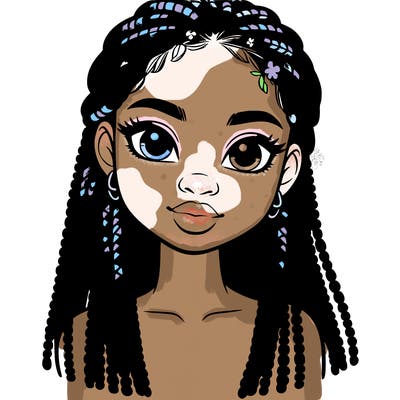 a realistic black girl with braids