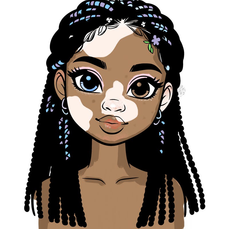 a realistic black girl with braids