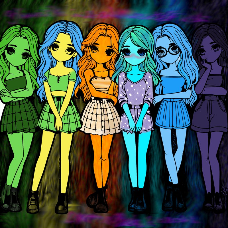 a group of girls realistic