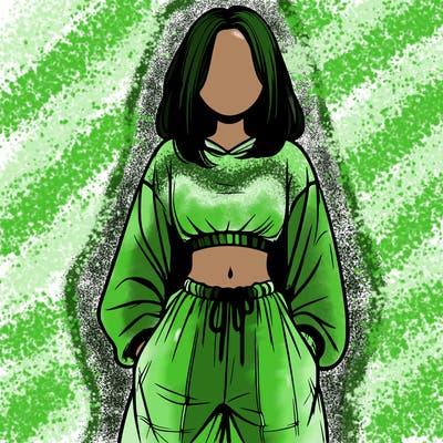 realistic girl faceless with baggy pants and a crop top