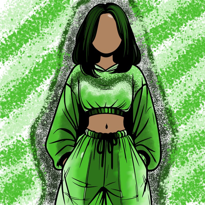 realistic girl faceless with baggy pants and a crop top